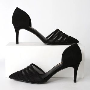 NIB! 😍 Lulus Sabina Black Mesh Kitten Heel Pumps
